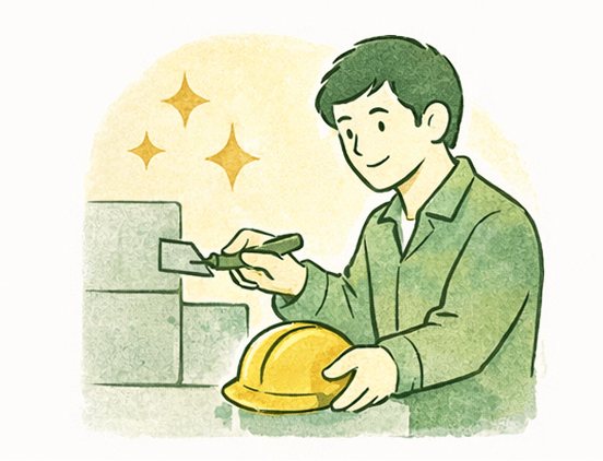 丁寧に作業を行う男性のイラスト