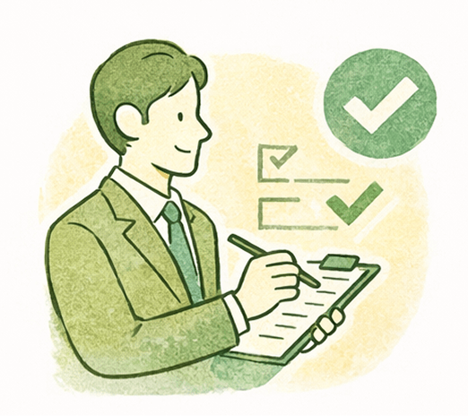 確認を行う男性のイラスト